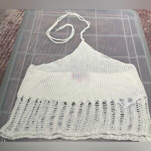 White halter crop top